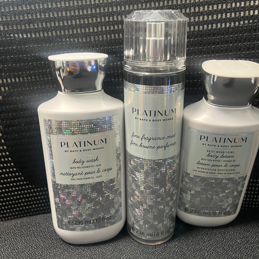 BATH AND BODY WORKS PLATINUM 3 PIECE SET - BRAND NEW
